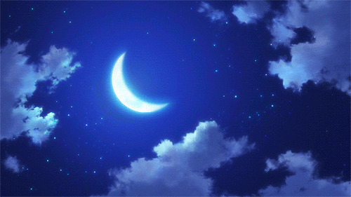 空中唯美的月亮和星星动画图片:星星,月亮