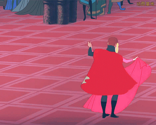 卡通王子与公主在一起浪漫跳舞gif图片