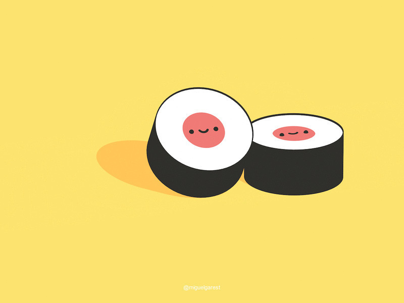 可爱滚动的寿司动画图片