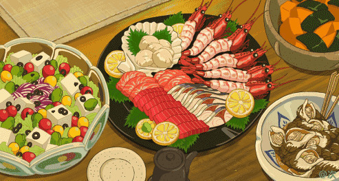餐桌上的美食动画图片:美味